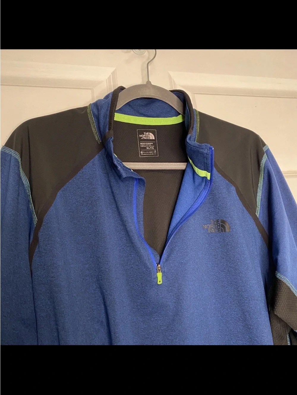 The North Face Flashdry-XD Quarter Zip Pullover Blue Black Thumbholes Size XL